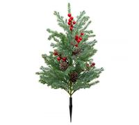 KiBcsLic Arbre Artificiel avec Tuteur Jardin Plante Synthétique Extérieure Finition Feuillage Réaliste En Pp Convient pour Décoration de Noël Extérieur Couloir, Pommes de Pin Aux Baies Rouges