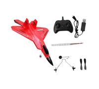 KiBcsLic Avion de Chasse Télécommandé avec Stabilisateur Gyroscopique à 3 pour Enfants et Débutants, Rouge