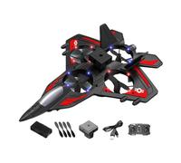 KiBcsLic Avion Télécommandé Chasseur à Réaction Jouet Modèle Réduit D'Hélicoptère Avion pour Novices Vol Stable Grâce Au Maintien D'Altitude et Lumières LED Ad, Rouge