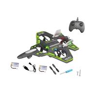 KiBcsLic Avion Télécommandé Mousse Fighter Jet Jouet RC Avion Contrôle Facile Vol Inversé Lumière LED Construction Solide Convient pour Débutant, Batterie Verte 2 300