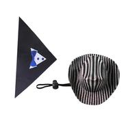 KiBcsLic Bandana pour Chien Foulard Triangle et Chapeau Cowboy en Polyester Lavable Doublure Douce pour la Peau Accessoire Déguisement avec Imprimé Nœud, Nœud Papillon Bleu