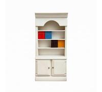KiBcsLic Bibliothèque Miniature pour Maison de Poupée 1 12 Étagère Vitrine Arquée avec Armoire Basse en Bois Mobiles et Livres Miniatures Adaptée pour Jeux de Scène Collection Décoration Intérieure