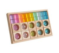 KiBcsLic Blocs de Construction Ensemble Cubes Empilables Jouet Educatif Acrylique Transparent avec Coffret Bois Adapté aux, Double orthographe