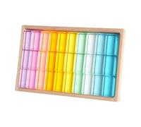 KiBcsLic Blocs de Construction Ensemble Cubes Empilables Jouet Educatif Acrylique Transparent avec Coffret Bois Adapté aux, 30 pièces