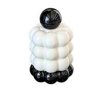 KiBcsLic Boîte à Cure-dents Pot Organisateur pour Disques de Coton Support à Cotons-tiges Contenant Boules de Coton en PET avec Figurine Artistique Convenant, blanc noir