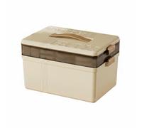 KiBcsLic Boîte Pharmacie Fermoirs Sûrs Coffret Médicaments Grand Volume Boîte Secours, Blanc Crème, Boîte À Médicaments Double Couche