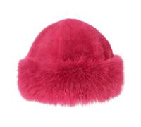 KiBcsLic Bonnet d'hiver en Fausse, Tendance pour Les Randonnées en Raquettes par Temps Froid et La, Rose Rouge