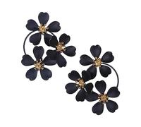 KiBcsLic Boucles d'oreilles Camélia Style Vintage Accessoires Féminins Durables en Alliage de Zinc Joyaux Ornés Élégants Tendance pour Cérémonie Anniversaire S, Noir