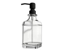 KiBcsLic Bouteille Transparente avec Pompe en INOX Étiquettes Étanches Incluses Distributeur Savon en Verre Sign Vintage pour Cuisine, Bureau, Black