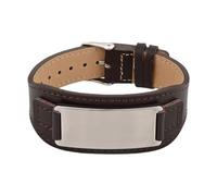 KiBcsLic Bracelet Manchette en Cuir avec Fermoir en Acier Inoxydable, Bijou Gravé avec Nom, Idéal pour Un Anniversaire Ou Noël, Brun