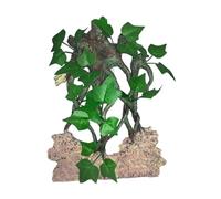 KiBcsLic Branche Décorative d'angle pour Reptiles, Imitation de Plante, en Résine avec Ventouses, Idéale pour Les Aquariums et Les Poissons, Lierre avec Rocher