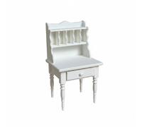 KiBcsLic Bureau Miniature à Hutch Tiroir Avant Bureau Miniature Européen Surface Texturée, Blanc
