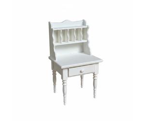 KiBcsLic Bureau Miniature à Hutch Tiroir Avant Bureau Miniature Européen Surface Texturée, Blanc