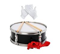 KiBcsLic Caisse Claire 13 Pouces, Batterie avec Baguettes, Gants et Sangle, Instrument de Percussion En Acier Inoxydable pour Débutants, Adultes et Enfants, Id, Noir