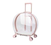KiBcsLic Caisse Transport avec Poignée Télescopique Ventilé Sac Transport à roulettes Respirant Bagage pour Petits Chiens, Déplacement, Train, Vétérinaire, Rose, Lisse