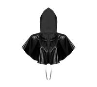 KiBcsLic Cape à Capuche Courte Châle Poncho Costume Halloween Polyester Cloak Gilet sans Manches Léger Accessoire Convient à Fête Déguisée Cosplay Mariage Spec, Noir