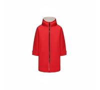 KiBcsLic Cape de Surf Enfant Robe de Bain à Capuche Manteau de Change Poncho Isolant Respirant Poches Pratiques Confort par Temps Frais Adaptée au Surf, Rouge-Blanc Cassé, Numeric_100