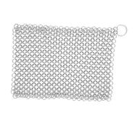 KiBcsLic Cast Iron Cleaner Brosse Nettoyante Acier INOX Nettoyeur Mailles Chaîne Fonte Épurateur Casserole Poêle Accessoire Flexible en Matériaux Résistants, 8x6 Pouces