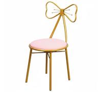 KiBcsLic Chaise de Maquillage à Dossier Nœud Design Moderne Tabouret de Vanité Doré Assise Rembourrée Confortable Chaise Décorative avec Dossier Papillon, Rose, Cuir Papillon