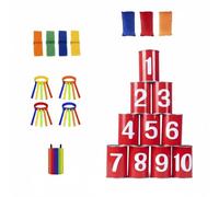 KiBcsLic Chamboule-Tout Amusant et Divertissant Pyramide de Boîtes à Renverser Matériaux Durables Chamboule Tout pour Familles, Ensemble De Rayures Arc-en-Ciel avec Numéros Rouges