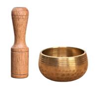 KiBcsLic Chantant Ensemble de Méditation Sonore Métal avec Bâton Bois Gravé Instrument Artisanat Traditionnel Transportable Adapté aux Séances, Type A