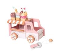 KiBcsLic Chariot Glace Enfant Jouet Stand Char Boutique Factice en Bois Service et Vente Simulés Couleurs Attractives et Accessoires Desserts Apprentissage