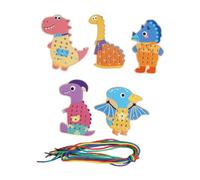 KiBcsLic Coffret D'activités Créatives de Laçage, Cartes à Coudre En Bois pour Le Développement de La Petite Enfance, Style B