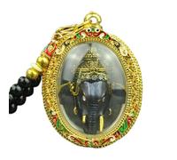 KiBcsLic Collier Pendentif Amulette Thaïlandaise Cadeau D'anniversaire Traditionnel Thaïlandais Décoratif Dieu éléphant Plaqué Or Breloque, Éléphant noir