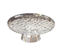 KiBcsLic Corbeille à fruits décorative sur pied, plateau de rangement portable pour aliments, collations, bonbons, pour bureau, cuisine, salle à manger, Blanc et Argent