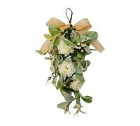 KiBcsLic Couronne Artificielle Blanche en Forme de Larme, Couronne Suspendue pour La Décoration D'escalier, 40cm