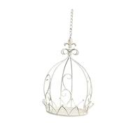 KiBcsLic Couronne Suspendue Panier Planteur Métal Élégant Porte-Fleurs Couronne Extérieur Suspension Chaîne Robuste Convient pour Terrasse Décoration Murale en, Blanc