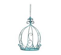 KiBcsLic Couronne Suspendue Panier Planteur Métal Élégant Porte-Fleurs Couronne Extérieur Suspension Chaîne Robuste Convient pour Terrasse Décoration Murale en, Bleu