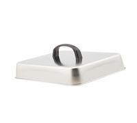 KiBcsLic Couvercle Rectangulaire en Acier Inoxydable avec Poignée Anti-Chaleur, Cloche Plancha Multifonction, Dôme de Cuisson Anti-Éclaboussures, Cloche pour Barbecue, Hamburgers, 26x20x5cm