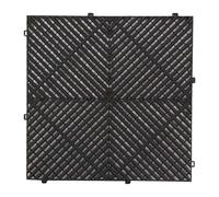 KiBcsLic Dalle de Sol Drainage à Emboîtement Antidérapante Tapis Modulable Absorbeur de Choc en PP Réutilisable pour Garage Atelier Spa Cuisine Sauna, Noir