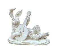 KiBcsLic Décor de Jardin Lapin Artistique En Résine Solide pour Allée Patio Parterre Adapté Aux Aménagements Extérieurs et Ambiances Naturelles, Style D