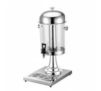 KiBcsLic Distributeur de Boissons Distributeur Jus Rafraîchisseur Fontaine à Boisson Récipient Transparent Corps PC Clair et Base Inox Bac Récupérateur, Silver