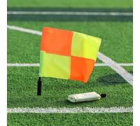 KiBcsLic Drapeau Arbitre Drapeau de Juge de Ligne Fanion Fanion Arbitral avec Prise en Éponge Antidérapante Mât Robuste Inox, Drapeau À Grands Carreaux Sur Fond Noir 1 Pièce