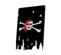KiBcsLic Drapeau de pirate vertical en lambeaux, décoration d'Halloween, ornement à suspendre, crâne, bannière en os de crâne, pour maison, mur, porte de, Style A