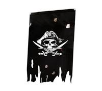 KiBcsLic Drapeau de pirate vertical en lambeaux, décoration d'Halloween, ornement à suspendre, crâne, bannière en os de crâne, pour maison, mur, porte de, Style B