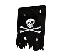 KiBcsLic Drapeau de pirate vertical en lambeaux, décoration d'Halloween, ornement à suspendre, crâne, bannière en os de crâne, pour maison, mur, porte de, Style C