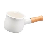 KiBcsLic Enamel Petite Casserole Robuste Offrant Manipulation Aisée pour Café Chaud Lait Chocolat Porridge Adaptée à Famille Nombreuse Usage Quotidien, Blanc
