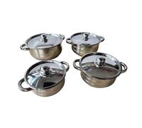 KiBcsLic Ensemble de 4 Casseroles En Acier Inoxydable avec Couvercle, Idéal pour Les Soupes, Les Pâtes et Les Ragoûts, Parfait pour Le Camping.