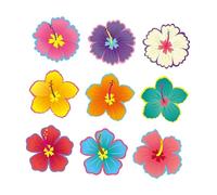KiBcsLic Ensemble de 45 Stickers Muraux En Forme D'hibiscus pour Luau, Décorations Hawaïennes Créatives pour Tableaux D'affichage, Idéales pour Les Fêt