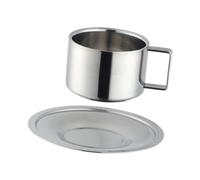 KiBcsLic Ensemble de tasses à café 200 ml, assiette de service pour pendaison de crémaillère, cadeau d'anniversaire avec soucoupe, tasse à lait pour, Argent