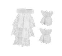 KiBcsLic Ensemble Jabot et Manchettes En Dentelle, Accessoires de Costume Détachables pour Les Fêtes et Les Spectacles, Blanc