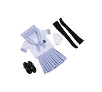 KiBcsLic Ensemble Uniforme Scolaire pour Figurine Articulée à L'échelle 1/6, Comprenant Un Haut à Manches Courtes et des sous-vêtements, pour Figurines de, Bleu Clair