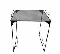 KiBcsLic Étagère de Rangement Pliable Étagère Maille Organisateur Support Métal Table Conception Pliable pour Déplacement Facile Surface pour Accessoires et, Noir