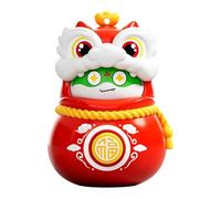 KiBcsLic Face Changing Tumbler Poupée Interchangeables Lion Danseur Figurine Opéra Sichuan Traditionnelle Jouet Bascule Bébé Fidget Jouet PP Résist, Rouge