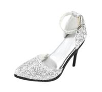 KiBcsLic Figures Escarpins Miniatures pour Poupées Féminines Chaussures Accessoires Modèle en PU Simulé pour Habiller Action Figures Adapté pour Collectionneur, Argent