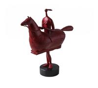 KiBcsLic Figurine Cheval et Chevalier Grande Taille Statuette sur Socle Rond Base Stable Figurine Cheval pour Maison, Rouge